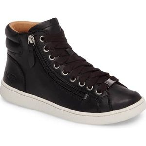 Ugg olive black leather high top sneakers